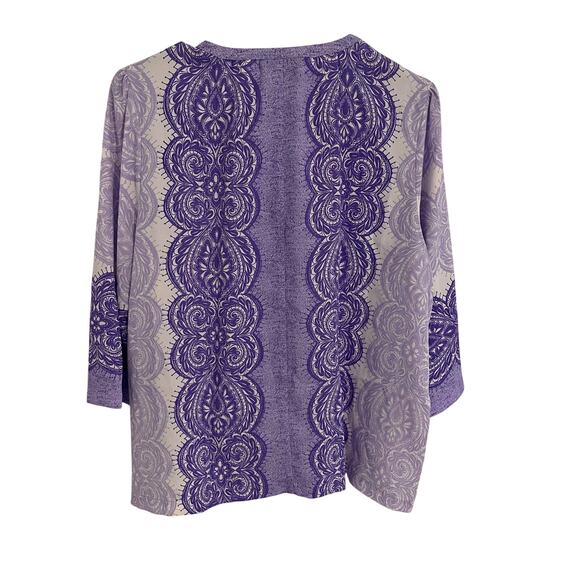 Bob Mackie Wearable Art Cardigan Sz Large Purple Paisley Sheer Lightweight Top - Picture 5 of 9